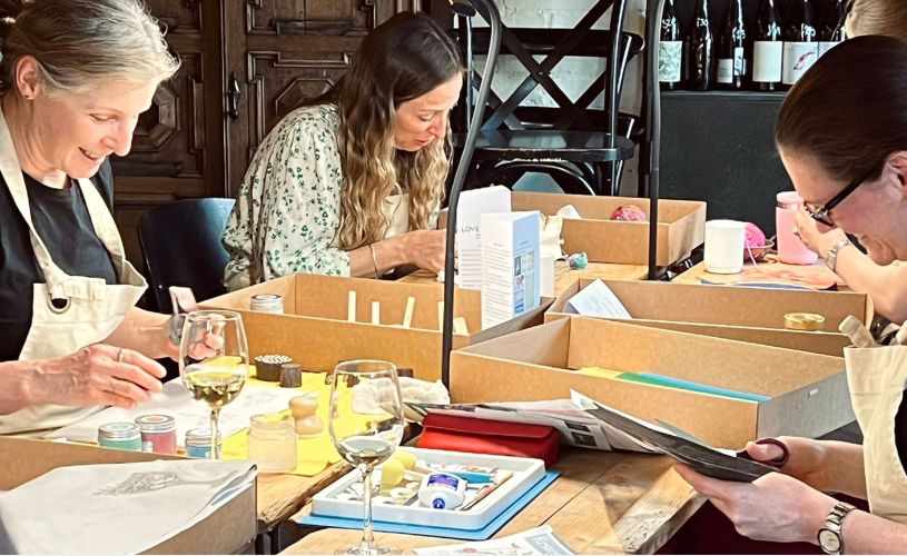 People crafting at Love Makers Cafe